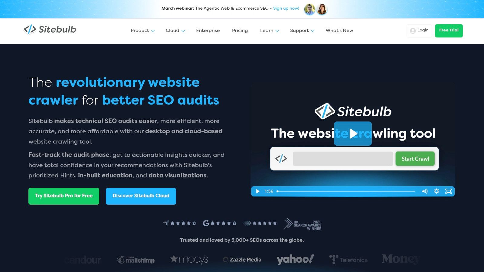 Sitebulb's visual report dashboard showing crawl data for an ecommerce SEO tool audit