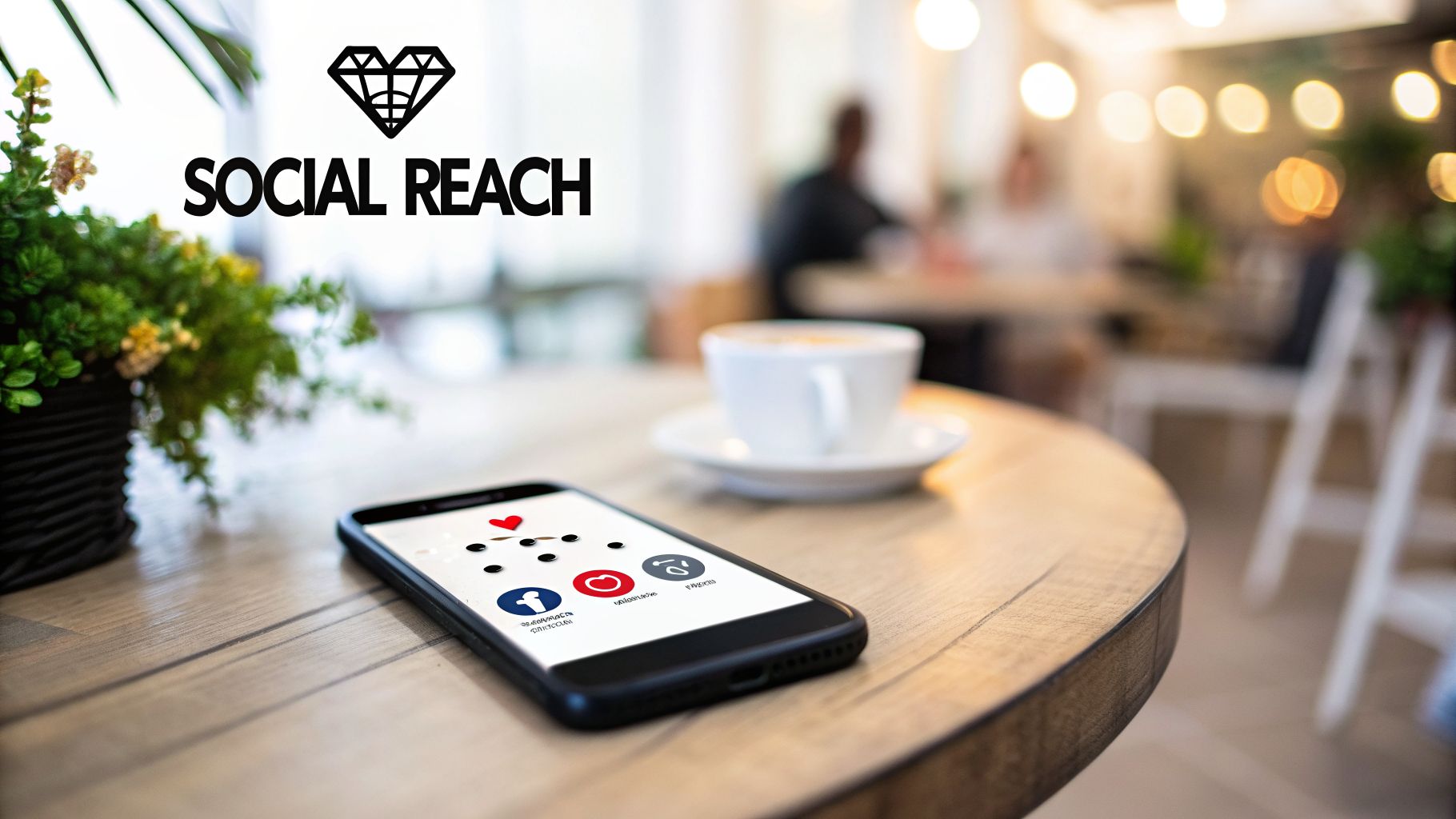 A smartphone on a cafe table showing social media interaction, representing a key ecommerce growth strategy.