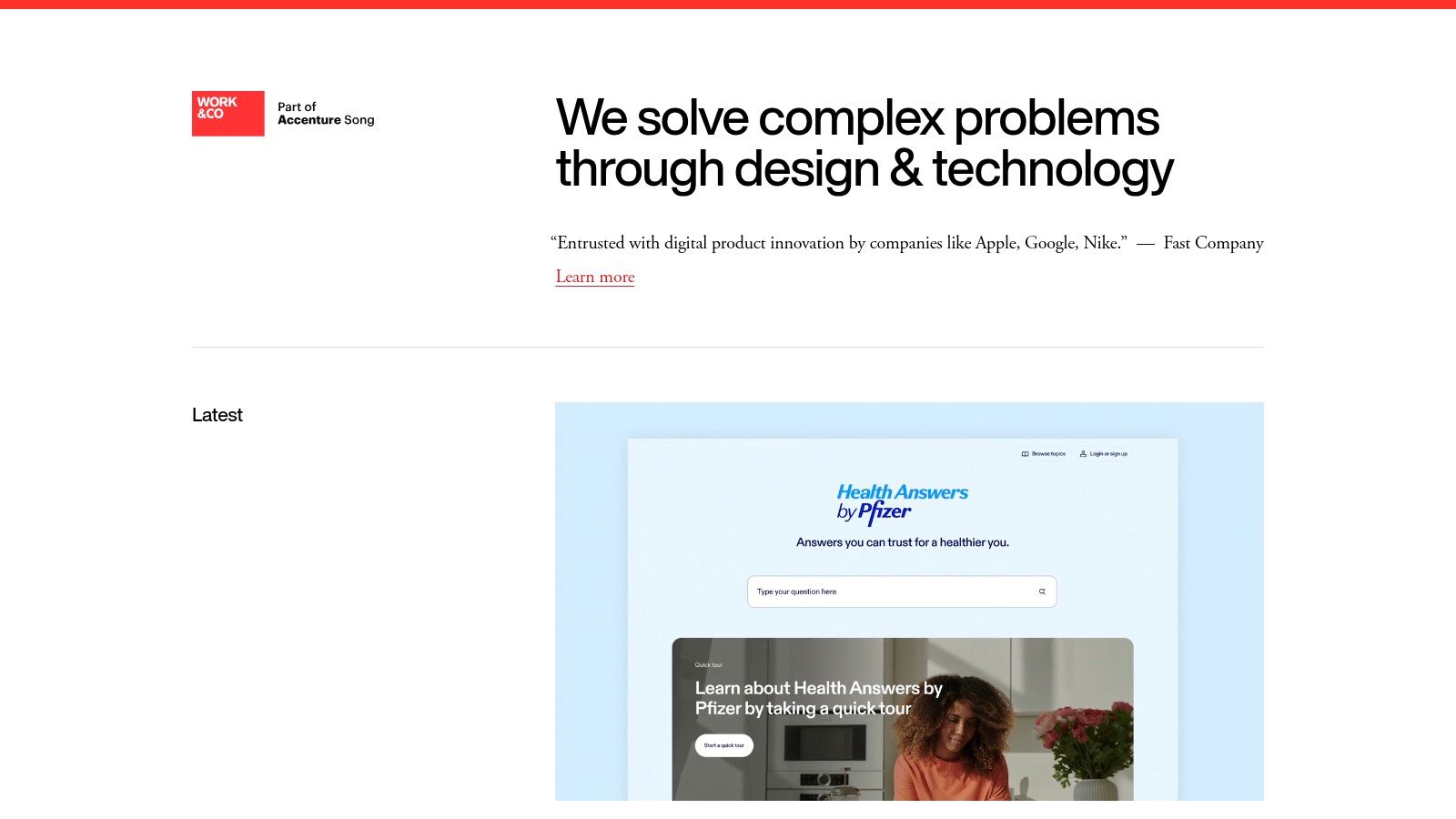 Work and Co top web design agencies website design example