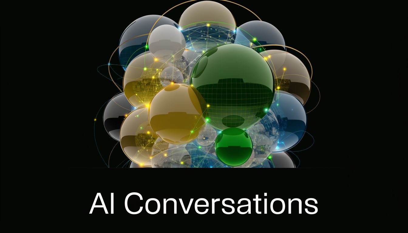 A digital graphic of interconnected glowing spheres representing artificial intelligence and modern digital communication networks.